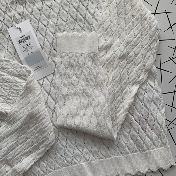 WHITE POINTELLE CROP KNIT - Picture 4 of 5